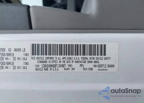 2008 Dodge Durango Slt from USA, damaged, VIN 1D8HD48N68F134987